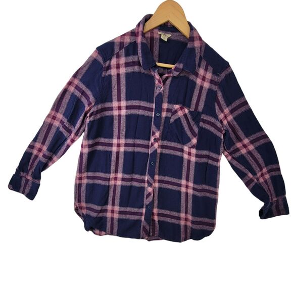 Woolrich Womens Button Shirt XL Blue Pink Plaid Lightweight Long Sleeve - Picture 1 of 6